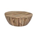 Handcrafted Mango Wood Drum Coffee Table