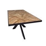 Premium Mango Wood Coffee Table with Geometric Inlay & Iron Base