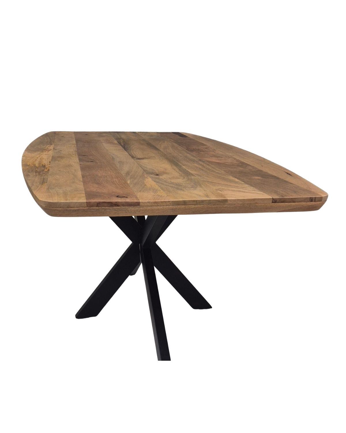 445 Modern Mango Wood Coffee Table with Curved Edge Top & Iron Base - Image 1