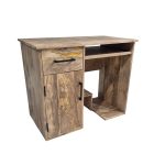 Solid Mango Wood Study & Computer Desk with Storage Cabinet