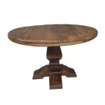 Solid Wood Round Pedestal Dining Table – Classic Carved Base