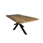 Modern Mango Wood Dining Table with Black Iron Spider Base