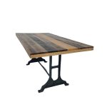 Industrial Multi-Tone Wood Dining Table with Cast Iron Singer Base