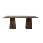 Rustic Reclaimed Wood Dining Table with Solid Block Legs