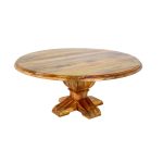 Handcrafted Sheesham Wood Round Pedestal Dining Table