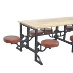 Industrial Cantilever Dining Table with Attached Swivel Seats