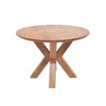 Solid Wood Round Dining Table with Cross-Leg Base