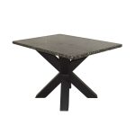 Square Granite Top Dining Table with Metal Cross Base