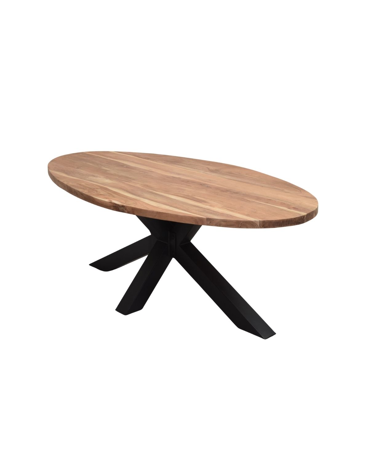 474 Oval Solid Wood Dining Table with Modern Metal Spider Base - Image 1