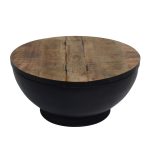 Round Wooden & Metal Storage Coffee Table