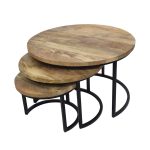 Round Wooden Nesting Coffee Table Set (Set of 3)