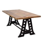 Industrial A-Frame Dining Table with Solid Wood Top